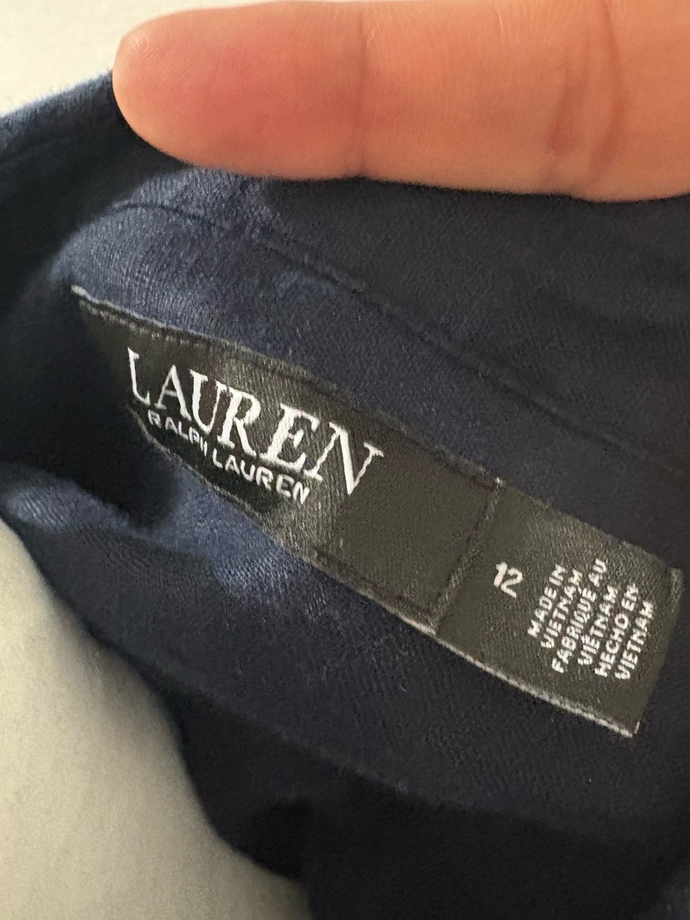 Ralph Lauren Linen Navy Tie-Front Shirt Dress - Picture 7 of 8